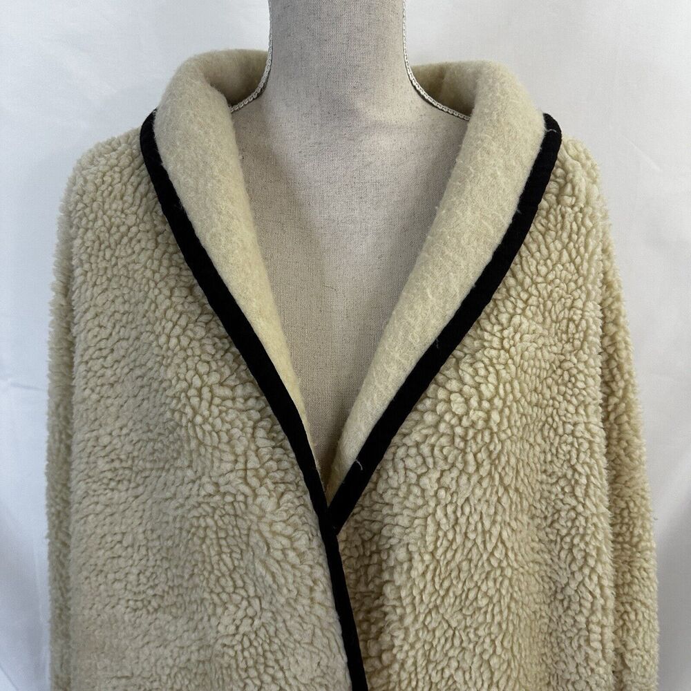 Free People Irresistible Teddy Cardi Maxi Jacket Pockets Oversized Ivory LARGE - Picture 3 of 9